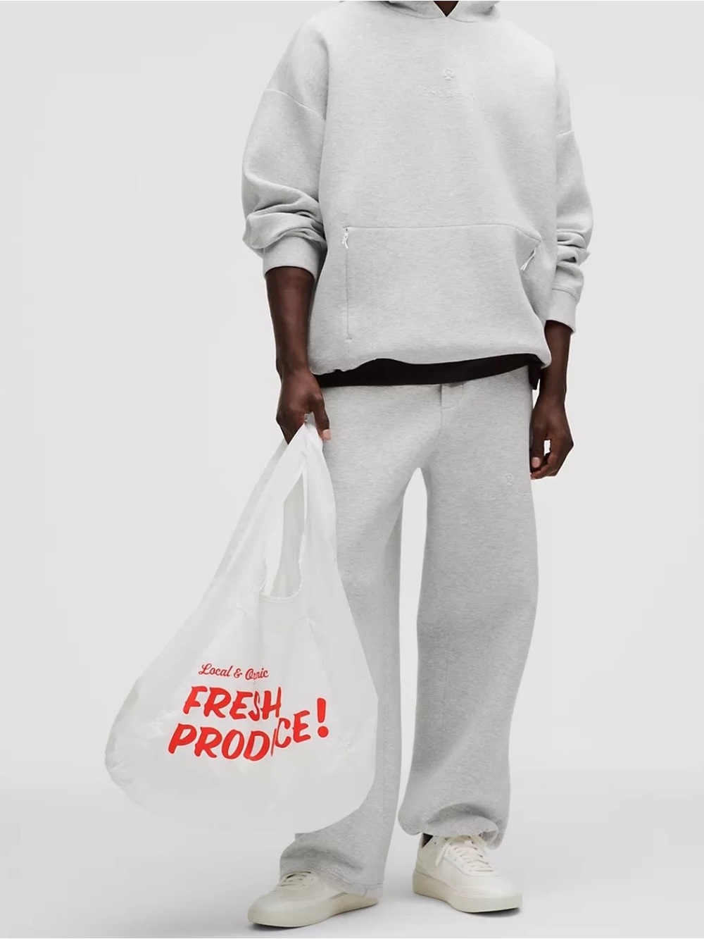 lululemon athletica White Reusable Tote Bag with Red ‘Fresh Produce’ Print